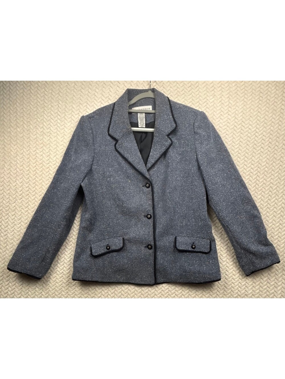 Sag Harbor Women's Size 14 Tweed Blazer Jacket in Blue with Multicolor Speckles